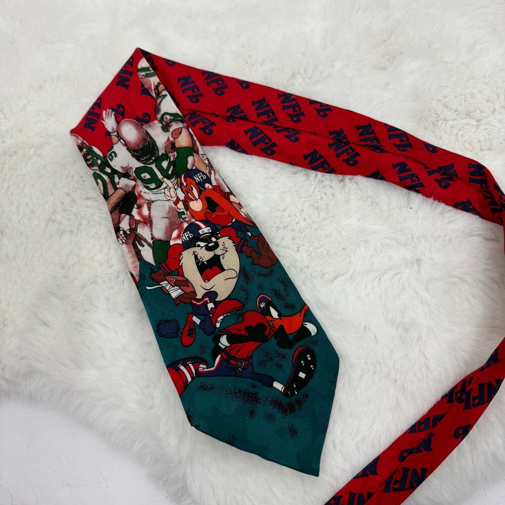 Men's NFL Looney Tunes Vintage‎ Tie 100% Silk Taz Daffy Duck 1993